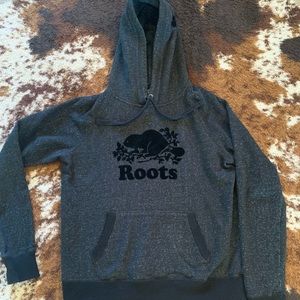 Roots Canada Black Salt & Pepper Kanga Hoodie Womens Size Large